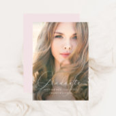 Invitation Élégant Script Blush Photo Graduation Party