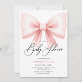 Invitation Élégant Script Blush Pink Coquette Bow Baby shower (Devant)