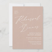 Invitation Élégant Script Blush Pink Dîner de répétition QR (Devant)
