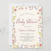 Invitation Élégant Script Boho Fleur sauvage Baby shower fill (Devant)