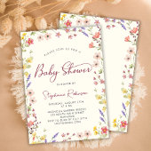 Invitation Élégant Script Boho Fleur sauvage Baby shower fill