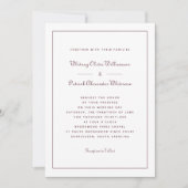 Invitation Élégant Script Bourgogne classique Mariage formel (Devant)