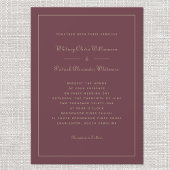 Invitation Élégant Script Bourgogne Gold Chic Mariage formel