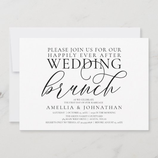 Invitation Élégant Script Brunch Moderne de Mariage Après-Cér (Devant)
