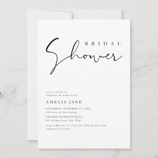 Invitation Élégant Script Budget Mariage Fête des mariées pho (Devant)