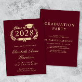 Invitation Élégant Script Burgundy College Graduation Party