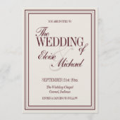Invitation Elegant Script Burgundy Red Formal Wedding (Devant)