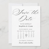 Invitation Elegant Script Calendar Save the Date Card (Devant)