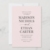 Invitation Élégant script Calligraphie Blush Mariage rose (Devant)