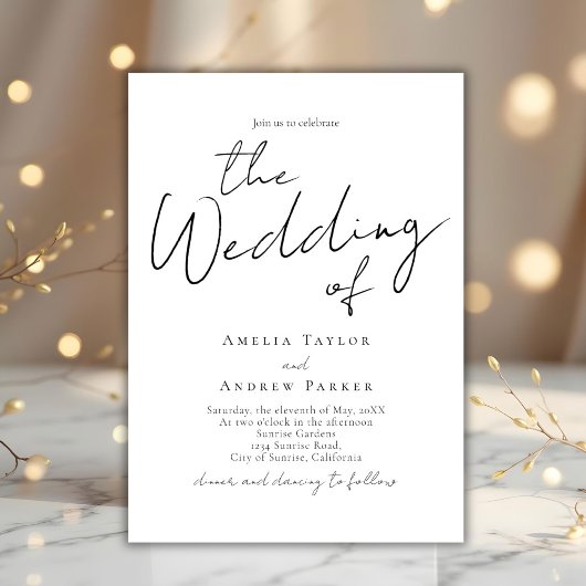 Invitation Élégant script Calligraphie Photo QR Code Mariage