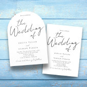 Invitation Élégant script Calligraphie Photo QR Code Mariage