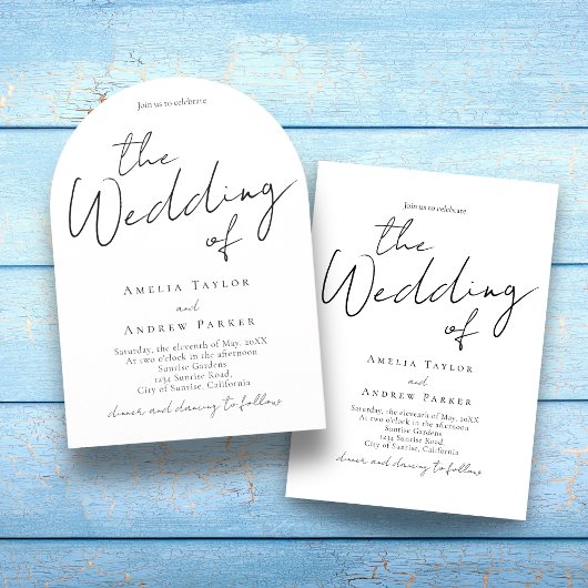 Invitation Élégant script Calligraphie Photo QR Code Mariage