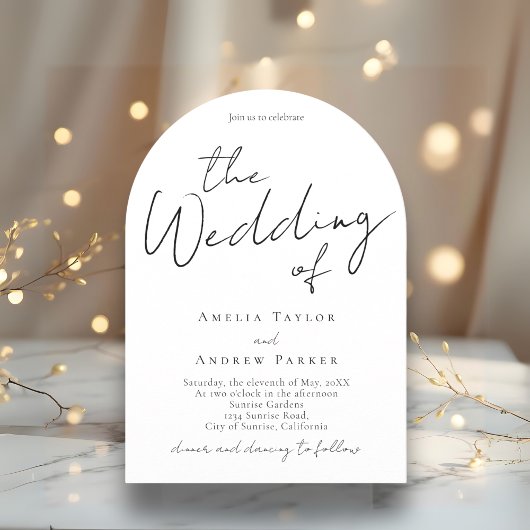 Invitation Élégant script Calligraphie Photo QR Code Mariage