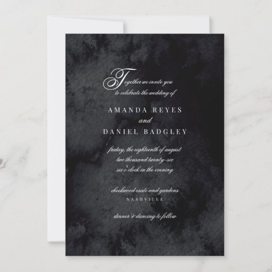 Invitation Élégant Script Calligraphy Goth Mariage (Devant)