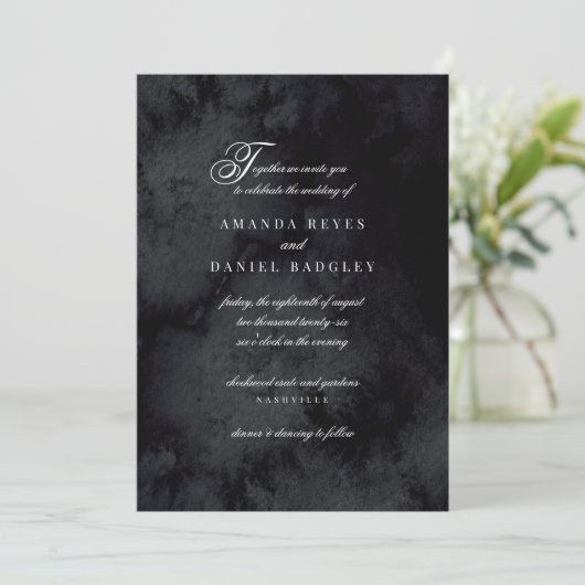 Invitation Élégant Script Calligraphy Goth Mariage (Debout devant)
