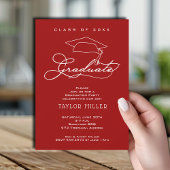 Invitation Élégant Script Cardinal Red Graduation