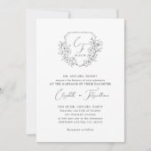 Invitation Élégant Script Cerise Blossom Monogram Crest (Devant)