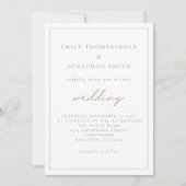 Invitation Élégant Script Champagne Gold Texte Mariage (Devant)