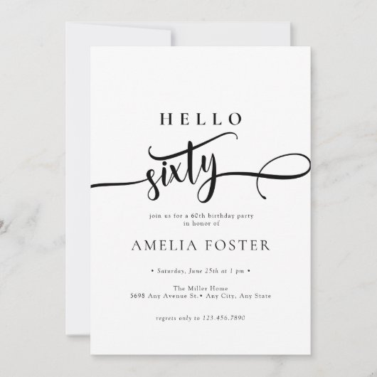 Invitation Élégant Script chic 60e anniversaire (Devant)