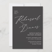 Invitation Élégant Script Chic Grey Rehearsal Diner Code QR (Devant)