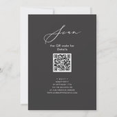 Invitation Élégant Script Chic Grey Rehearsal Diner Code QR (Dos)