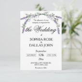 Invitation Élégant script chic Lavender Eucalyptus aquarelle (Debout devant)