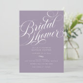 Invitation Élégant Script Chic Lilac Purple Fête des mariées (Debout devant)