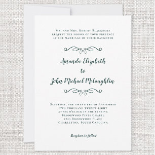 Invitation Élégant Script Chic Mariage formel Emerald Green