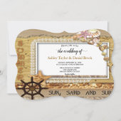 Invitation Élégant Script chic Marine Mariage d'été côtier (Devant)