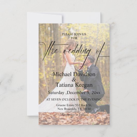 Invitation élégant script chic moderne 4 photos mariage (Devant)