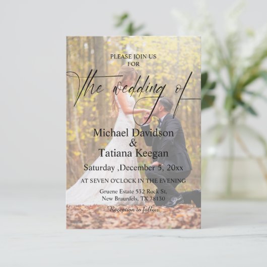 Invitation élégant script chic moderne 4 photos mariage (Debout devant)