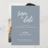 Invitation Élégant Script Chic Photo Mariage Enregistrer La D (Devant / Derrière)