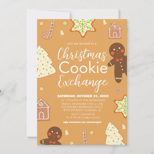 Invitation Élégant Script Christmas Cookie Exchange Party (Devant)