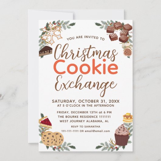 Invitation Élégant Script Christmas Cookie Exchange Party (Devant)