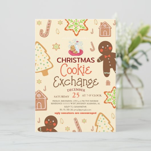 Invitation Élégant Script Christmas Cookie Exchange Party (Debout devant)