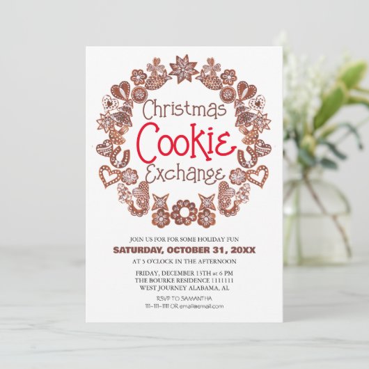 Invitation Élégant Script Christmas Cookie Exchange Party (Debout devant)