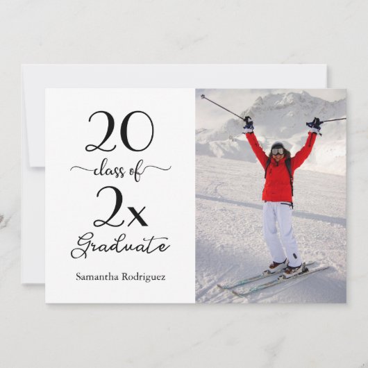 Invitation Élégant Script Classe de Photo Graduation Party (Devant)