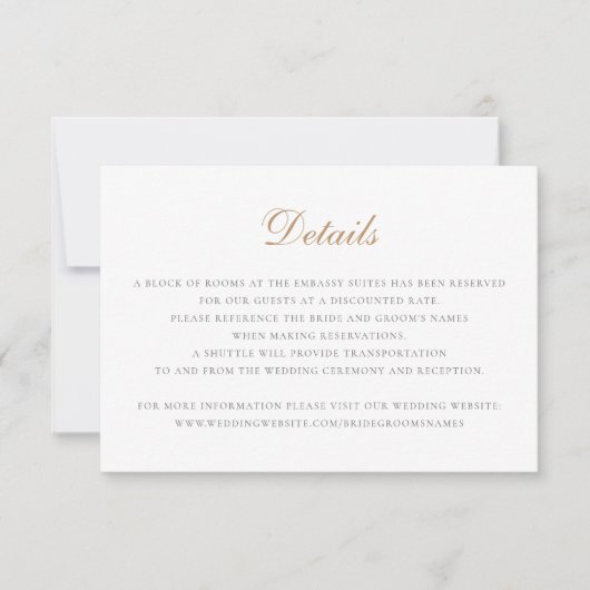 Invitation Élégant Script Classic Détails Mariage Insérer (Devant)