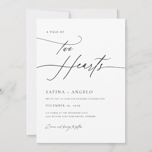 Invitation Élégant Script Classic QR Code Tout en un Mariage (Devant)