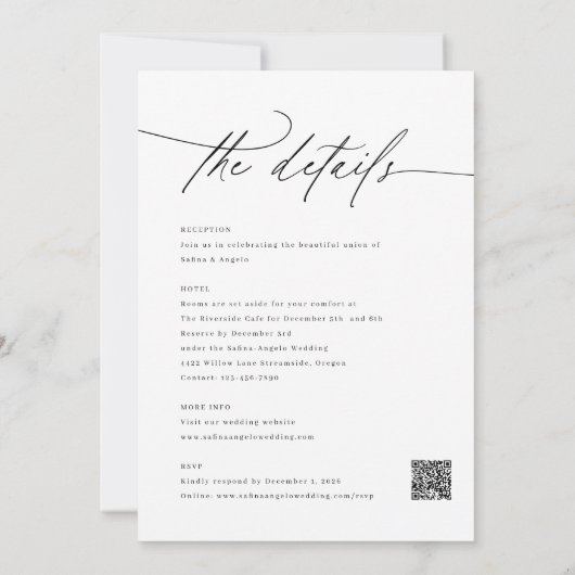 Invitation Élégant Script Classic QR Code Tout en un Mariage (Dos)