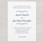 Invitation Elegant Script Classic Simple Formal Wedding Blue