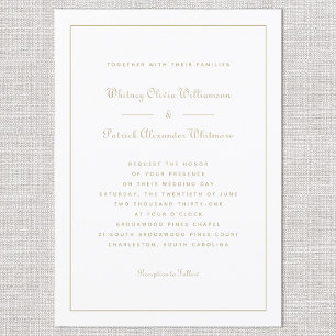 Invitation Élégant Script Classic White Gold Formal Mariage