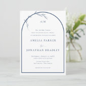 Invitation Élégant Script classique bleu | Mariage officiel (Debout devant)