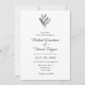 Invitation élégant script classique botanique simple mariage (Devant)