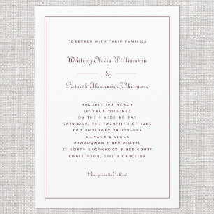 Invitation Élégant Script Classique Bourgogne Mariage formel