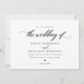 Invitation Élégant Script classique Mariage simple (Devant)