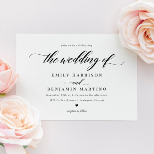 Invitation Élégant Script classique Mariage simple