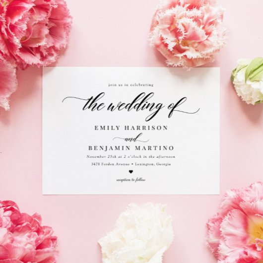 Invitation Élégant Script classique Mariage simple