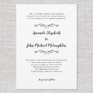 Invitation Élégant Script Classique Simple Mariage Formel Noi