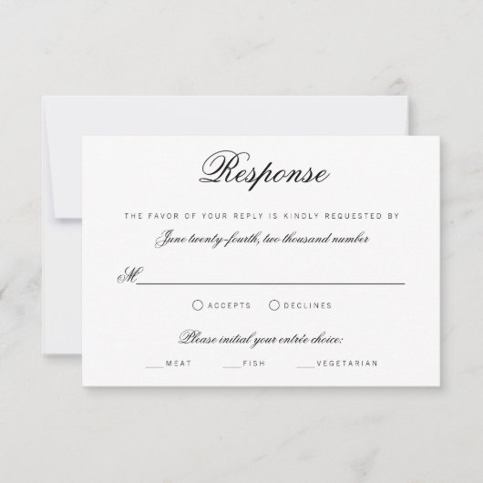 Invitation Élégant Script Classy Traditionnel Mariage RSVP (Devant)